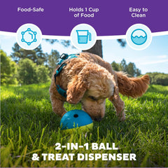 Nina Ottosson Treat Tumble Interactive Puzzle Ball Dog Toy, Level 1 Beginner, Blue, Small