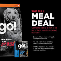 Go! Solutions Skin + Coat Care, Dry Dog Food, Lamb Recipe with Grains