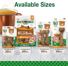 Nylabone Healthy Edibles Broth Bone Natural Dog Chews Long Lasting Treats Ham Flavor