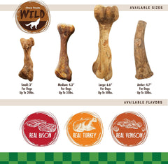 Nylabone Healthy Edibles WILD Natural Long-Lasting Bison Flavor Bone Chew Treats for Dogs (2 Count)