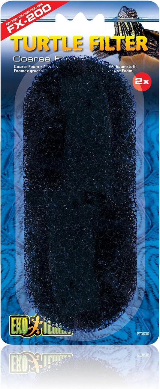 Exo Terra Turtle Filter Coarse Foam, Replacement Filter Media for Aquatic Turtle Terrarium, 2-Pack, PT3636