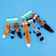 ZippyPaws Skinny Peltz - No Stuffing Dog Toy Pack to Keep Them Busy, for Medium and Large Dogs, Squeaky Pet Toys, Unstuffed Chew Toys, Soft Plush Variety Pack, Weasel, Skunk, and Wolf