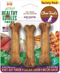 Nylabone Healthy Edibles Natural Dog Chews Long Lasting Chew Treats for Dogs, Roast Beef & Chicken