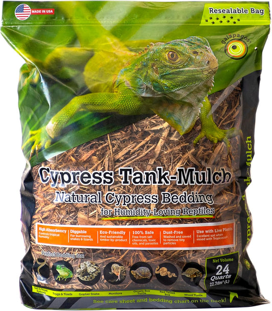 Galápagos (05056) Cypress Tank-Mulch Woodland Bedding for Reptiles & Amphibians, Eco-Friendly, High Absorbency, Dust-Free Perfect for Bearded Dragons, Tortoises, Snakes, & More