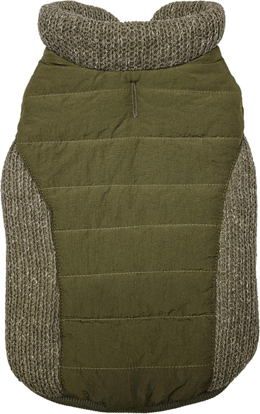 Fashion Pet Sweater Trim Puffy Coat/Dog Coat/Olive