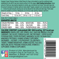 Evanger's Super Premium Limited Ingredient Venison & Beef Dinner for Dogs, 12.5 oz(Pack of 12)