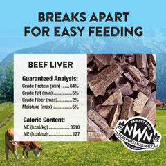 Northwest Naturals Raw Rewards Freeze-Dried Beef Liver Treats for Dogs and Cats - Bite-Sized Pieces - Healthy, 1 Ingredient, Human Grade Pet Food, All Natural, Proudly Made in USA, 3 Oz