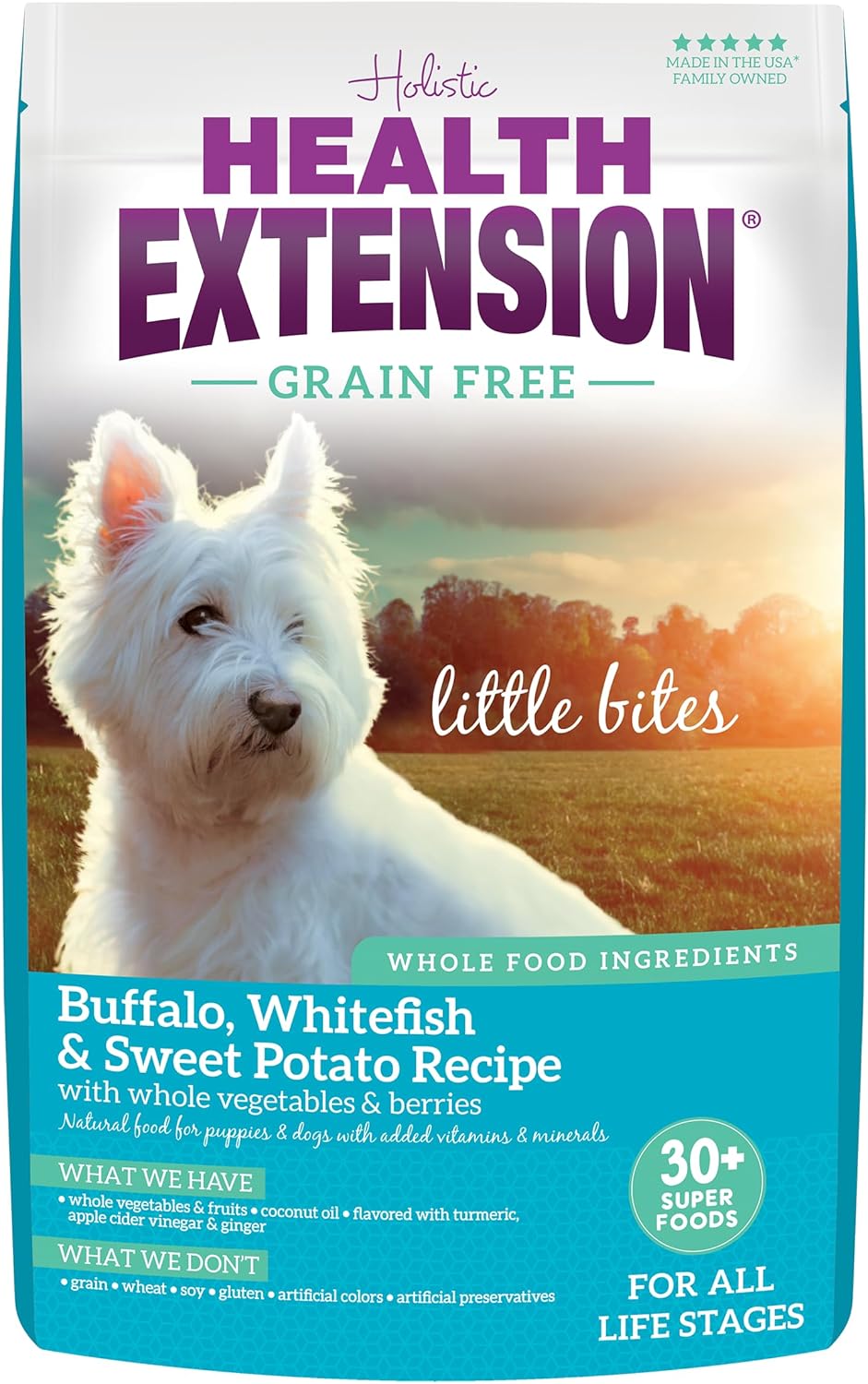 Health Extension Grain Free Buffalo & Whitefish Little Bites (10 lb / 4.54 kg) - Small Kibble Formula with Omega 3 & Whole Foods for Teacups, Toys & Miniature Dogs