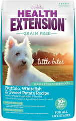 Health Extension Grain Free Buffalo & Whitefish Little Bites (10 lb / 4.54 kg) - Small Kibble Formula with Omega 3 & Whole Foods for Teacups, Toys & Miniature Dogs