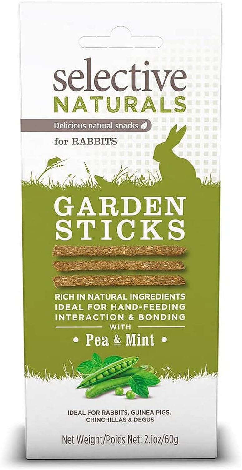 Petfoods 3 Pack of Selective Naturals Garden Sticks Rabbit Treats, 2.1 Ounces each, with Pea and Mint