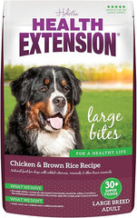 Health Extension Large Bites Chicken & Brown Rice Dry Dog Food (30 lb / 13.61 kg) - Protein-Rich Formula with Probiotics & Essential Nutrients for Larger Breeds