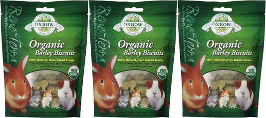 Oxbow 3 Pack of Bene Terra USDA Organic Barley Biscuits Natural Baked Small Pet Treats, 2.65 Ounces Each