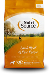 NutriSource Adult Dog Food, Made with Lamb & Rice, with Wholesome Grains, 15LB, Dry Dog Food