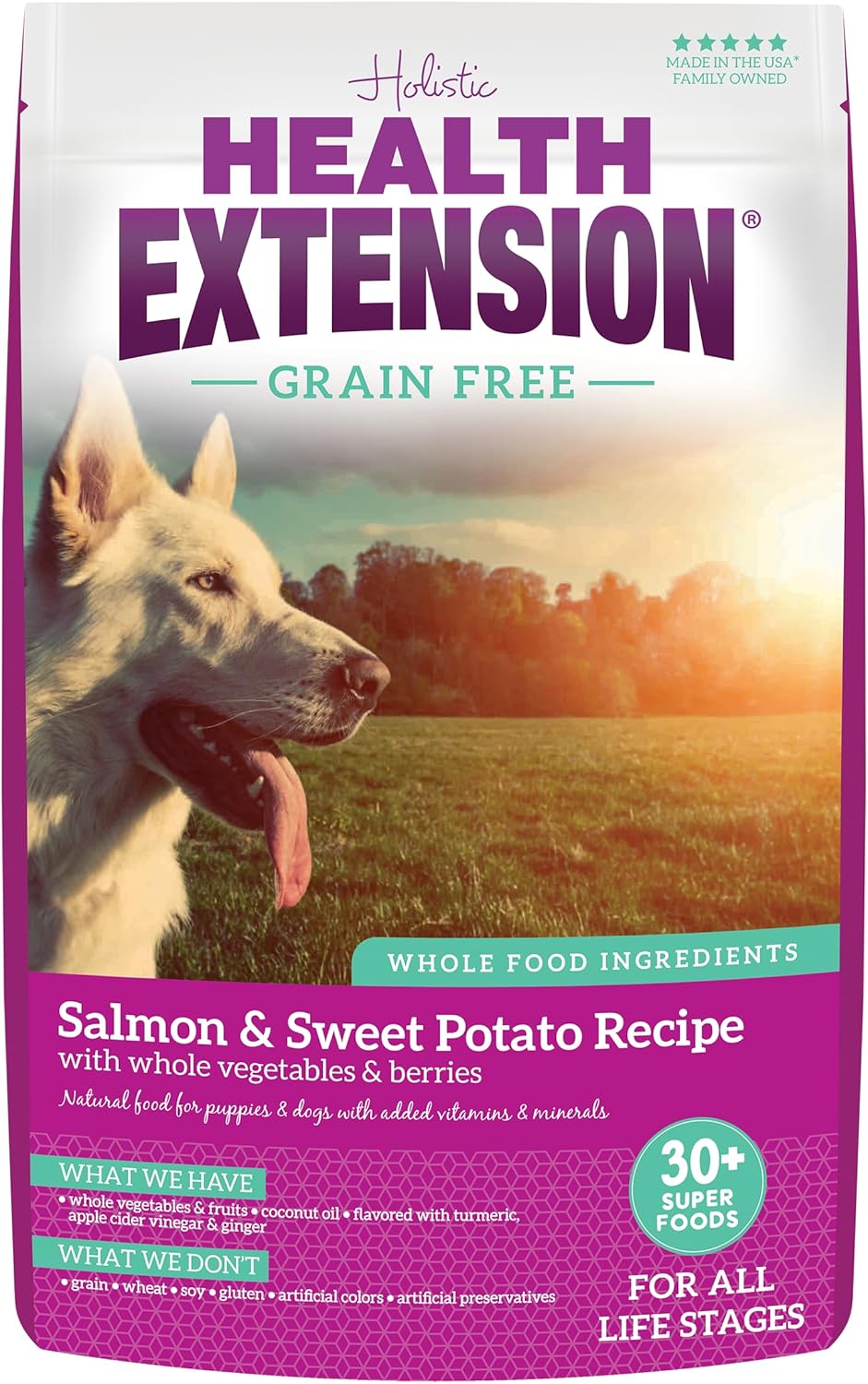 Health Extension Grain Free Salmon & Sweet Potato Dry Dog Food (10 lb / 4.54 kg) - Whole Foods Ingredients Formula with Omega 3 & Antioxidants for All Life Stages Dogs