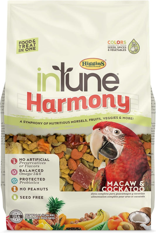 Intune Harmony Conure, Cockatiel, Lovebird and Parrot Food 2Lb, Multicolor (038219)