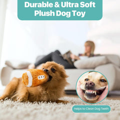 SPOT Plush Football Dog Toy with Squeaker | Soft, Plush Fabric Football Squeak Toy for Small and Large Dog Breeds | Fetch Toy for Throwing and Chasing | 4.5"