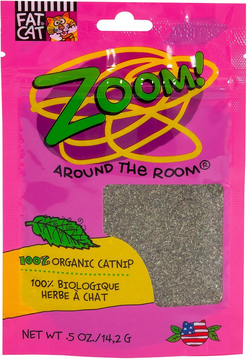 Petmate Organic Catnip - Hoots Zoom Around the Room Catnip - Grown & Harvested in USA 0.5oz pouch