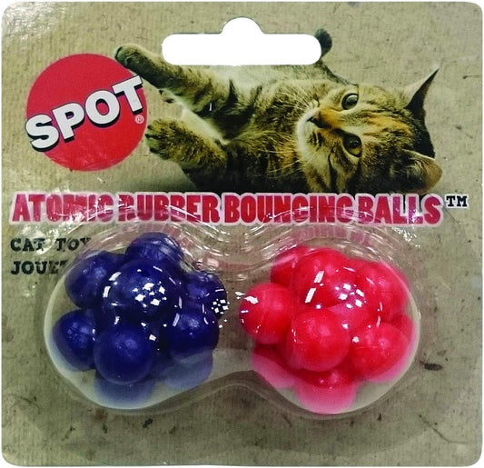 SPOT Atomic Rubber Bouncing Balls - Play Toy for Cats and Kittens, Bumpy Shape Makes Playing More Fun, Great to Keep Cats Entertained and Exercised - 1.5 inch, 2-Pack