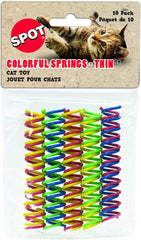 SPOT Thin Colorful Springs Cat Toys - Bouncy Coils for Medium Indoor Cat Breeds to Bite, Swat, Chase - Keeps Cats & Kittens Entertained for Hours - 3 inches Long, 10 Pcs, Multi Colors