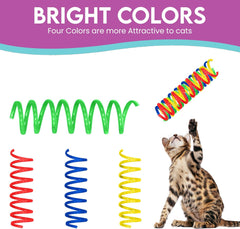 SPOT Thin Colorful Springs Cat Toys - Bouncy Coils for Medium Indoor Cat Breeds to Bite, Swat, Chase - Keeps Cats & Kittens Entertained for Hours - 3 inches Long, 10 Pcs, Multi Colors
