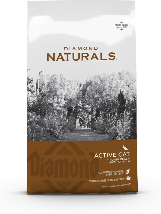 Diamond Naturals Active Cat Adult Dry Cat Food Chicken Protein Formula from Cage-Free Chicken with Superfoods, Probiotics, Antioxidants and Essential Nutrients