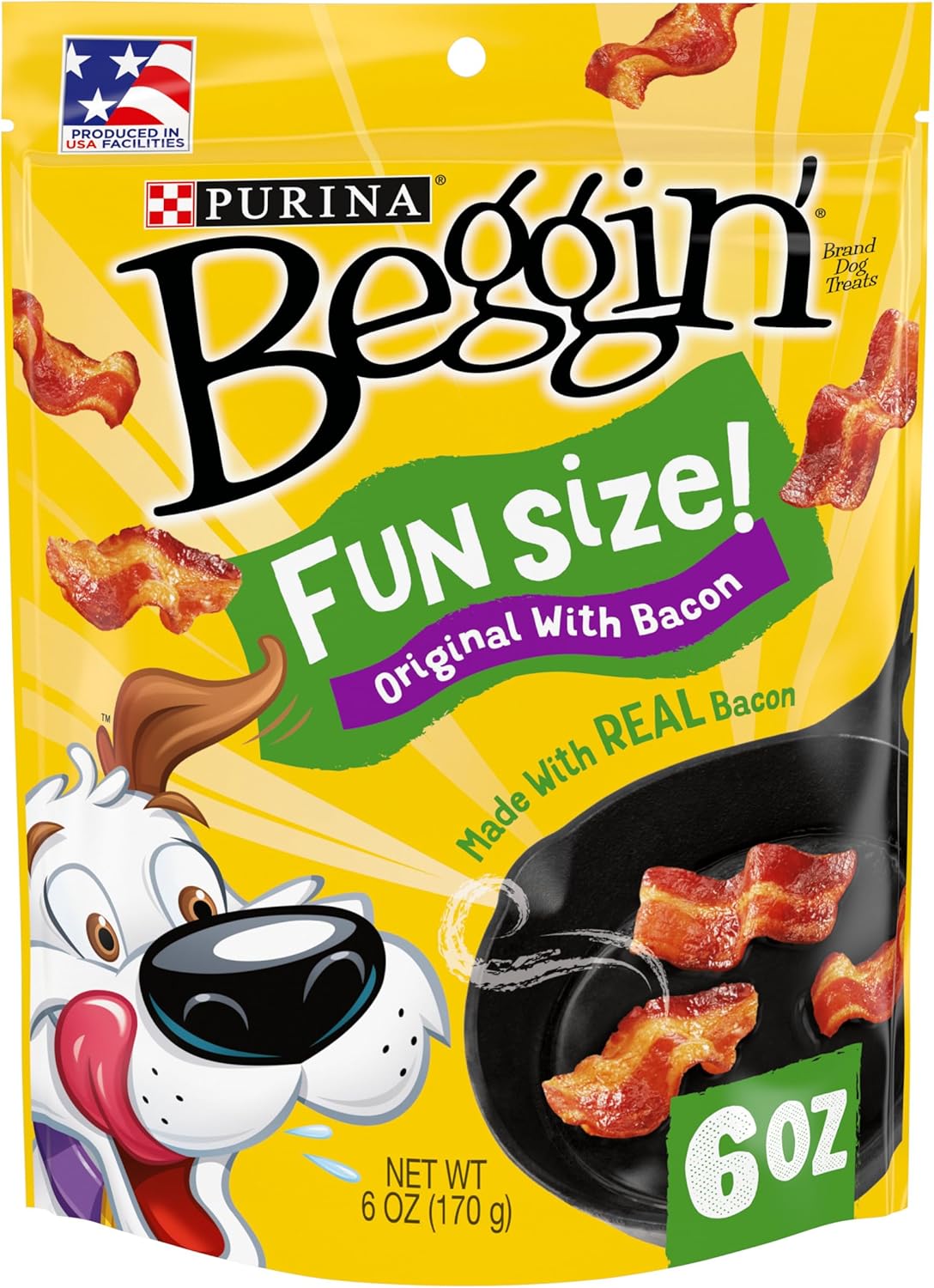 Purina Beggin' With Real Meat Dog Treats, Fun Size Original With Bacon Flavor 6 oz. Pouches
