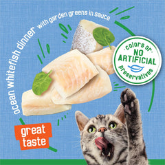 Purina Friskies Indoor Cat Food Flaked Ocean Whitefish Dinner With Garden Greens in Sauce - (Pack of 24) 5.5 oz. Cans