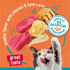 Purina Friskies Wet Cat Food Tasty Treasures With Chicken and Tuna in Gravy (Scallop Flavor) - (Pack of 24) 5.5 oz. Cans