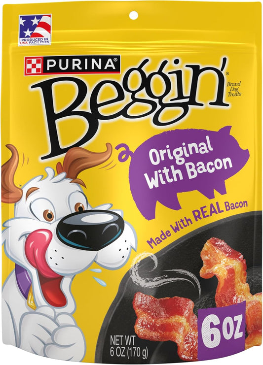 Purina Beggin' Strips Dog Treats, Original With Bacon Flavor -  6 oz. Pouches