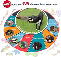 SPOT Dura-Fused Leather Bone - Dog Toy with Squeaker, Made With Real Leather and Jute Fabric, Interactive Toy for Aggressive Chewers, Durable Squeaky Toy for Dogs and Puppies, Small - 7in