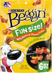 Purina Beggin' Dog Treats, Fun Size With Bacon and Cheese Flavor - (6) 6 oz. Pouches