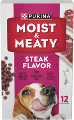 Purina Moist and Meaty Steak Flavor Soft Dog Food Pouches - 72 Ounce