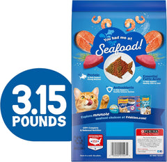 Purina Friskies Dry Cat Food, Seafood Sensations - 3.15 lb. Bags