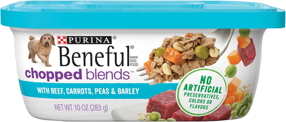 Beneful Purina Chopped Blends with Beef Carrots Peas & Barley Wet Dog Food, (8) 10 oz. Tubs