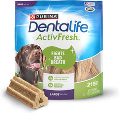 Dentalife Purina Large Breed Dog Dental Chews, ActivFresh Daily Oral Care Large Chews - 21 ct. Pouch