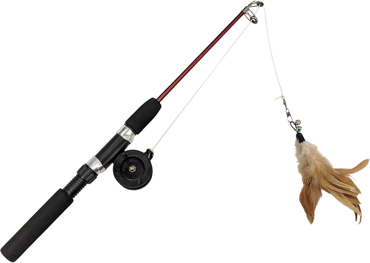 Spot Cat Toy Fishing Rod N Reel Kitty Teaser
