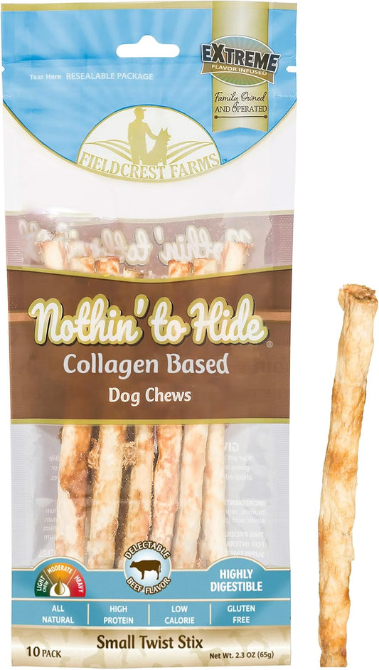 Fieldcrest Farms Nothing to Hide Natural Rawhide Alternative Small Twist Stix for Dogs - (10 Sticks) All Natural Easily Digestible Chews for All Breed Dogs - Great for Dental Health