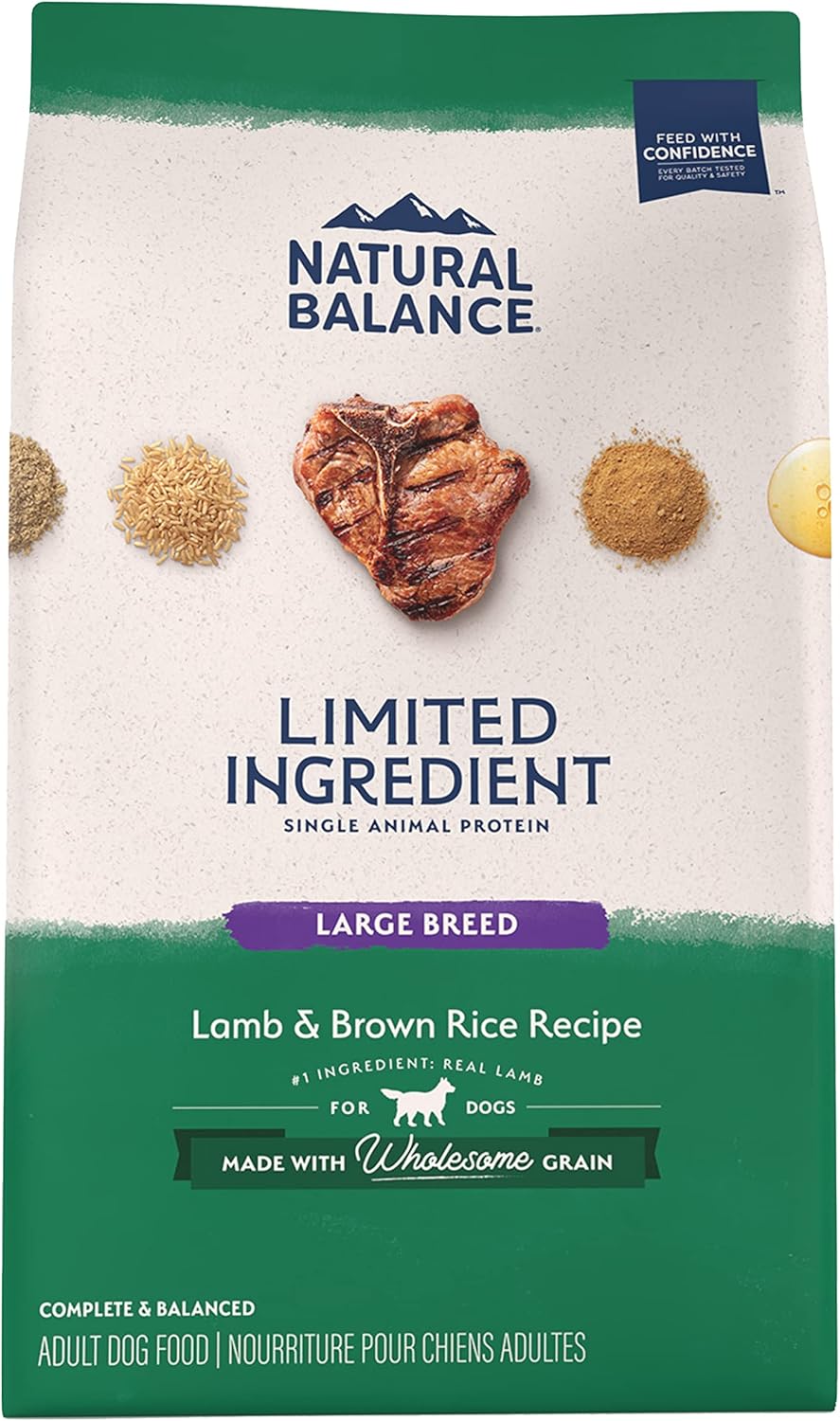 Natural Balance Limited Ingredient Large Breed Adult Dry Dog Food with Healthy Grains, Lamb & Brown Rice Recipe
