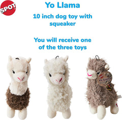 SPOT Yo Llama Plush Dog Toy with Squeaker - Soft, Stuffed, Plush Toy for Small/Medium Dogs & Puppies - Enrichment for Light Chewers & Cuddlers, 10in, 1 Piece, Assorted Colors