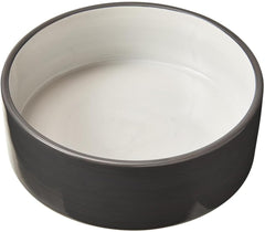 SPOT Two Tone Gray Dog Dish - Round Ceramic Food/Water Bowl for Pets, Stoneware Dish with High Walls, Ideal for Medium Dogs, Reptiles & Other Pets, Dishwasher Safe - 7in, 5 Cups (40oz)