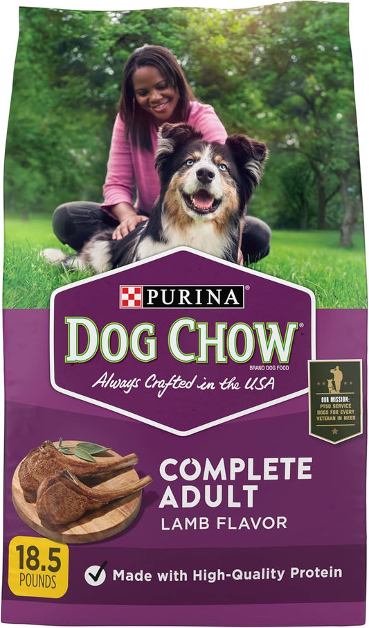 Purina Dog Chow Complete Adult Dry Dog Food Kibble with Lamb Flavor - 18.5 lb. Bag