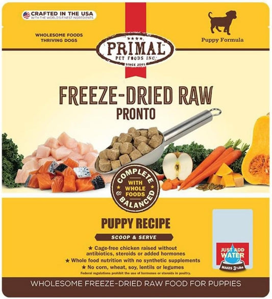 Primal Freeze Dried Dog Food Pronto Puppy Formula, Crafted in The USA with Chicken, Beef, & Salmon Grain Free Raw Dog Food for Puppies