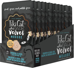 Tiki Cat After Dark, Velvet Mousse, Chicken & Quail Egg Recipe in Chicken Broth, Grain & Potato Free Formula, with High Protein & Nutrient Dense Blended Organ Meat