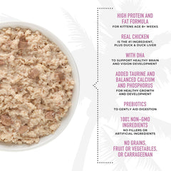 Tiki Cat Baby, Chicken Duck & Duck Liver Mousse & Shreds, High-Protein and Flavorful, Wet Cat Food for Kittens 4 Weeks Plus