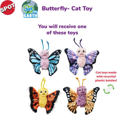 SPOT Love The Earth Butterfly Cat Toy - Eco Friendly Catnip Toy Made with Recycled Plastic Bottles, Soft, Plush, Bright Colored Classic Toy for Indoor Cats and Kittens - 4 inch, Assorted Colors