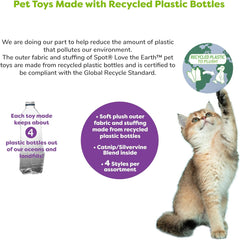 SPOT Love The Earth Butterfly Cat Toy - Eco Friendly Catnip Toy Made with Recycled Plastic Bottles, Soft, Plush, Bright Colored Classic Toy for Indoor Cats and Kittens - 4 inch, Assorted Colors