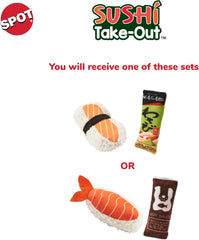 SPOT Sushi Take-out- Cat Plush Toys with Catnip & Silverine Blend, Cute and Funny Toys For Indoor Cats & Kittens, Perfect for Batting and Chasing - 4 inch, Assorted 2-Pack, Styles May Vary