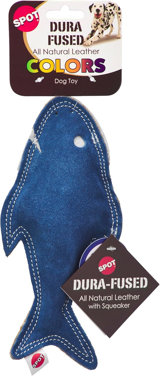 SPOT Dura-Fused Colors - Colorful Leather Dog Toys with Squeaker, Made with Real Leather and Jute Fabric, Durable Stuffed Toy for Dogs and Puppies