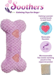 SPOT Soothers Warm Hug Bone - Calming Plush Dog Toy with Lavender Scented Beads, Removable Squeaker, Microwavable Warming Pouch, Separation Anxiety Relief, for Medium to Large Dogs and Puppies