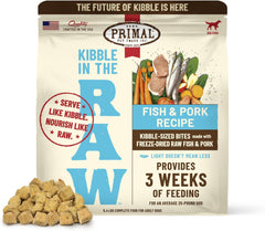 Primal Kibble in The Raw, Freeze Dried Dog Food, Fish & Pork, Scoop & Serve, Made with Raw Protein, Whole Ingredient Nutrition, Crafted in The USA, Dry Dog Food